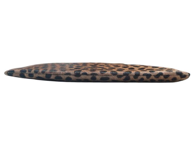 Autre Marque Clutch Wings Nora Leopardata in Pelle di Vitello Marrone Nero - vista 10