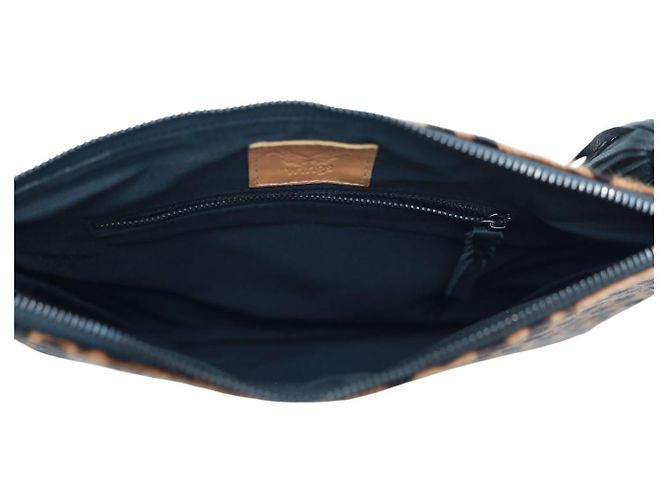 Autre Marque Clutch Wings Nora Leopardata in Pelle di Vitello Marrone Nero - vista 13