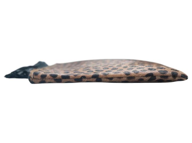 Autre Marque Clutch Wings Nora Leopardata in Pelle di Vitello Marrone Nero - vista 3