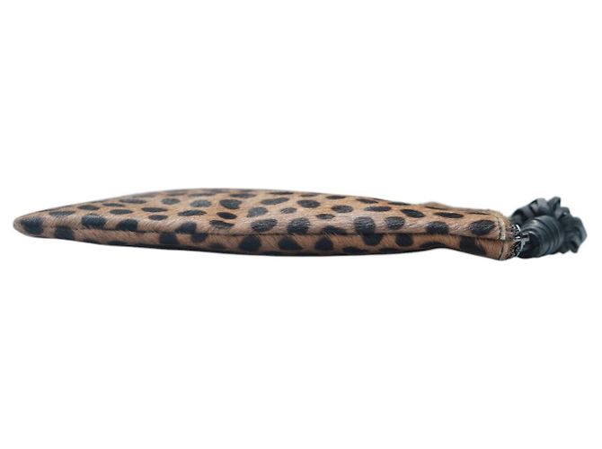 Autre Marque Clutch Wings Nora Leopardata in Pelle di Vitello Marrone Nero - vista 4