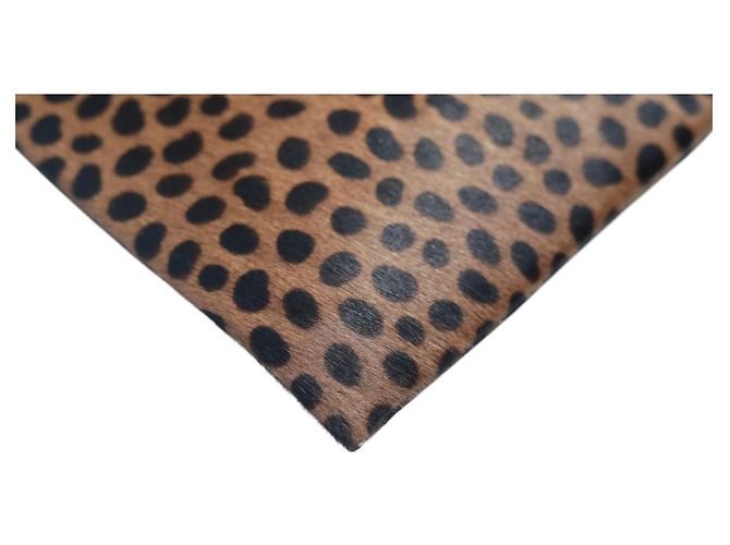 Autre Marque Clutch Wings Nora Leopardata in Pelle di Vitello Marrone Nero - vista 6