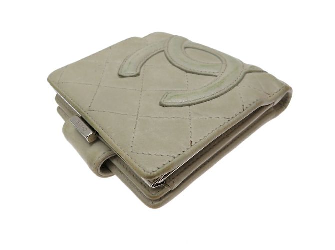 Chanel Damen Bi-Fold Geldbörse aus grauem Leder Braun - Ansicht 3