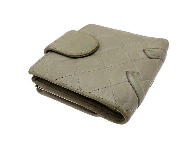 Chanel Damen Bi-Fold Geldbörse aus grauem Leder Braun - Ansicht 4