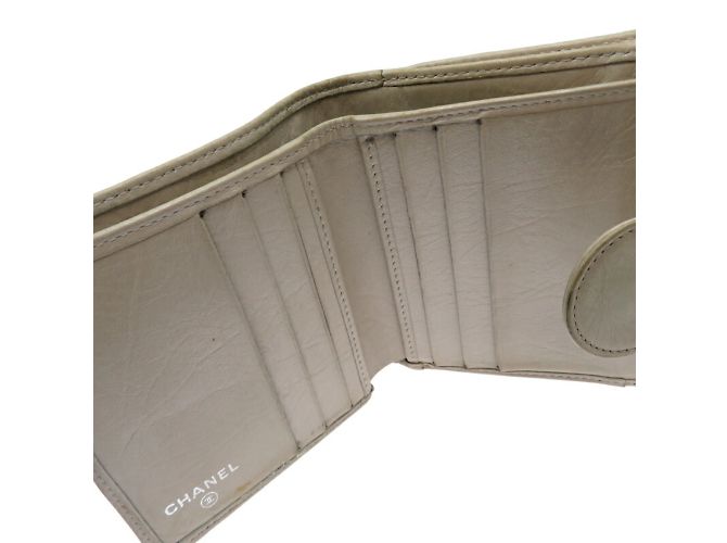 Chanel Damen Bi-Fold Geldbörse aus grauem Leder Braun - Ansicht 6