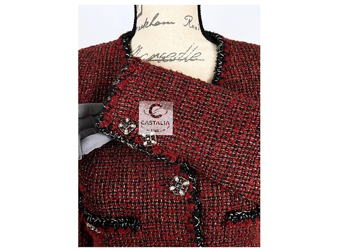 Chanel Nueva Chaqueta de Tweed Gripoix Icónica Burdeos 40 FR - vista 10
