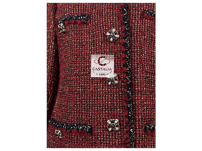 Chanel Nueva Chaqueta de Tweed Gripoix Icónica Burdeos 40 FR - vista 11