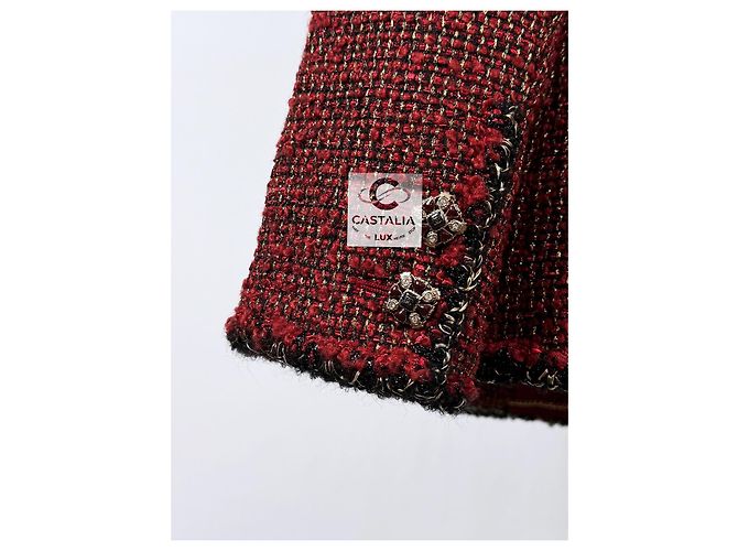 Chanel Nueva Chaqueta de Tweed Gripoix Icónica Burdeos 40 FR - vista 12