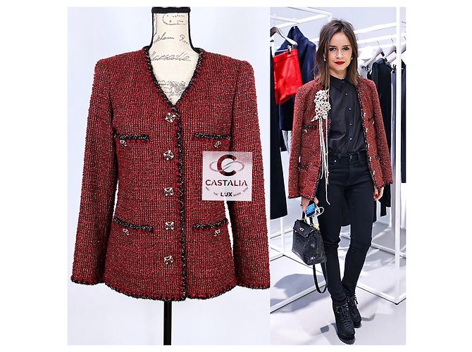 Chanel Nueva Chaqueta de Tweed Gripoix Icónica Burdeos 40 FR - vista 3