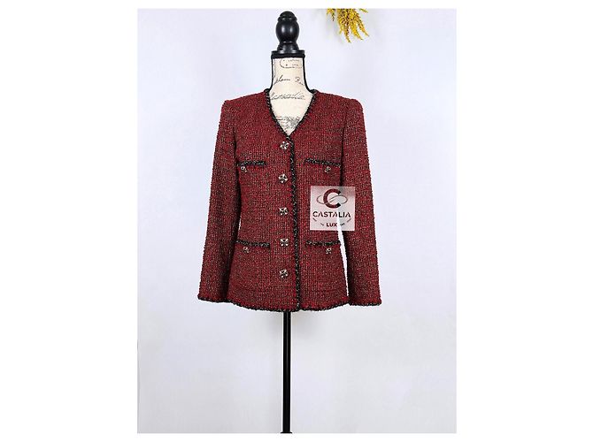 Chanel Nueva Chaqueta de Tweed Gripoix Icónica Burdeos 40 FR - vista 4