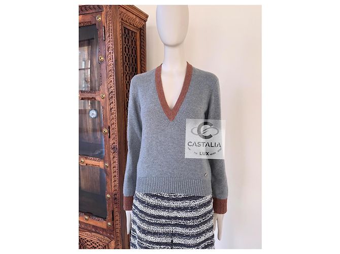 Chanel Jersey de cachemira gris París / Roma 36 FR - vista 2
