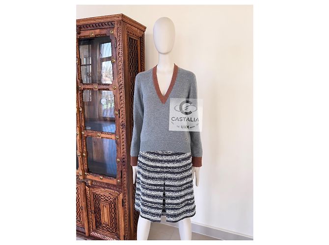 Chanel Jersey de cachemira gris París / Roma 36 FR - vista 5