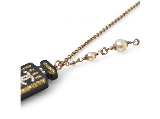 Collana Pendente Nera e Dorata Chanel Nero D'oro - vista 3