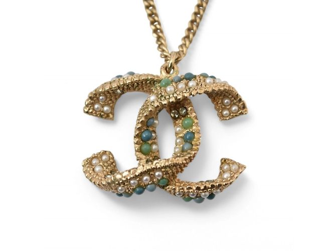 Collana placcata in oro Chanel con pendente Coco Mark CC - vista 2
