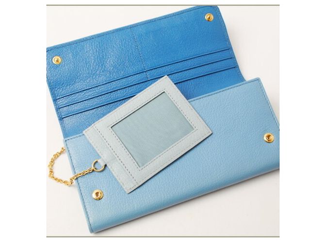 Cartera larga de cuero azul Miu Miu - vista 4