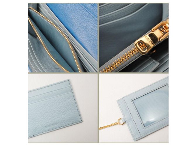 Cartera larga de cuero azul Miu Miu - vista 6