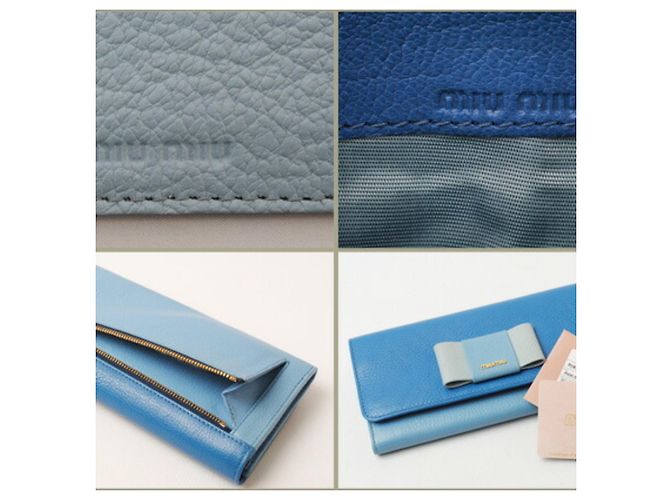 Cartera larga de cuero azul Miu Miu - vista 7