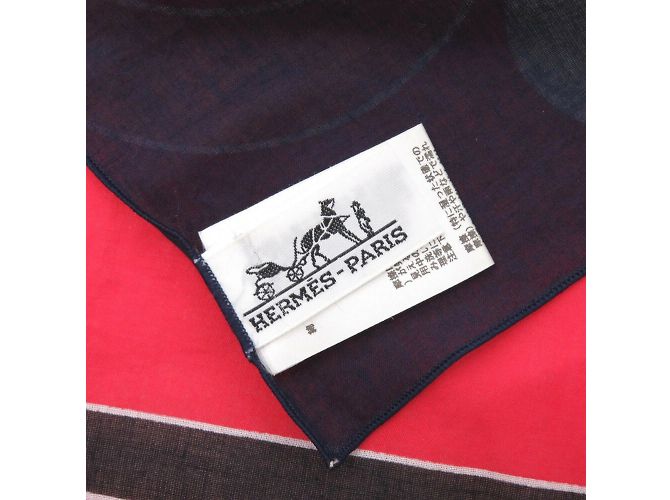 Hermès Sciarpa Muffler in Cotone Multicolore Ceremonial Bridle Hermes Nero Rosso Blu navy - vista 4