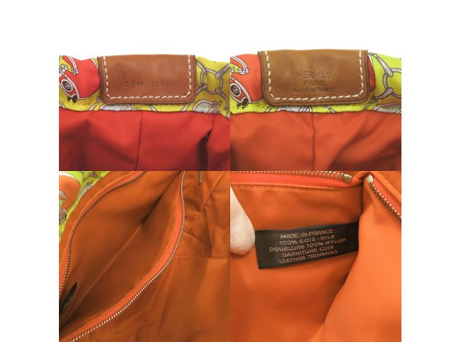 Silk In Hermès Pochette Bag-in-Bag Hermes Fourby 25 D'oro Arancione - vista 7