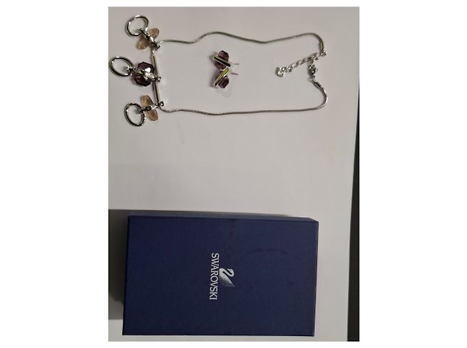 Set di orecchini e collana in metallo argento con pendente in cristallo Swarovski - vista 10