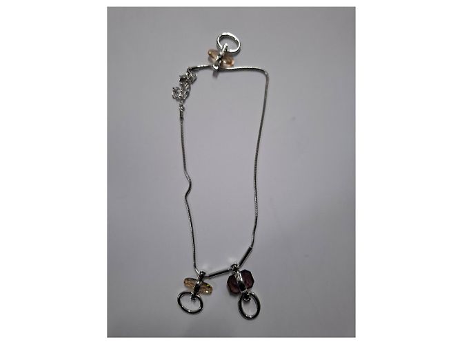 Set di orecchini e collana in metallo argento con pendente in cristallo Swarovski - vista 12
