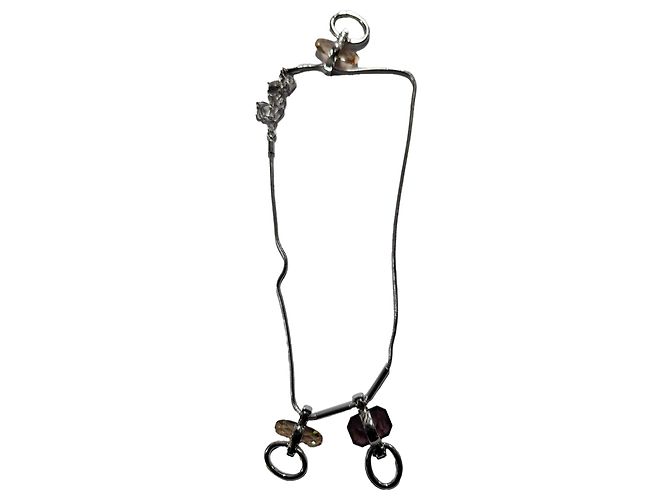 Set di orecchini e collana in metallo argento con pendente in cristallo Swarovski - vista 5
