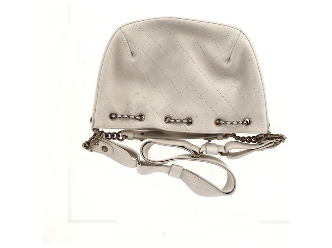 Borsa a spalla Chanel CC Paris-Roma in pelle bianca Bianco Crudo - vista 12