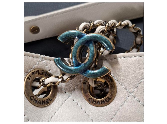 Borsa a spalla Chanel CC Paris-Roma in pelle bianca Bianco Crudo - vista 5