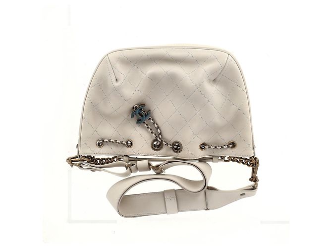 Borsa a spalla Chanel CC Paris-Roma in pelle bianca Bianco Crudo - vista 9