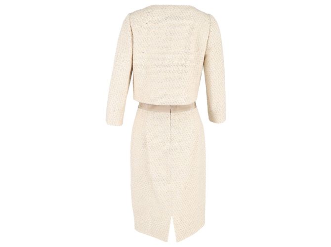 Max Mara Tweed-Blazer und Midirock aus cremefarbener Wolle - Ansicht 3