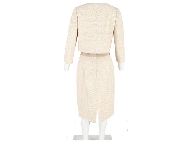 Max Mara Tweed-Blazer und Midirock aus cremefarbener Wolle - Ansicht 6