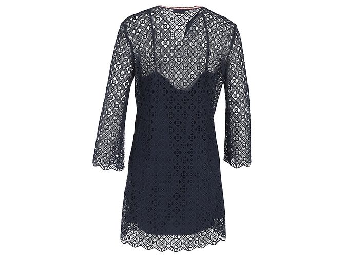 Sandro Paris Spitzen-Minikleid aus Polyester in Marineblau - Ansicht 3