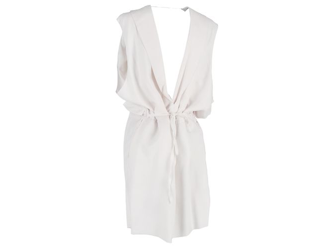 Vestido sem mangas até o joelho em viscose branca da Acne Studios Branco Cru - vista 3