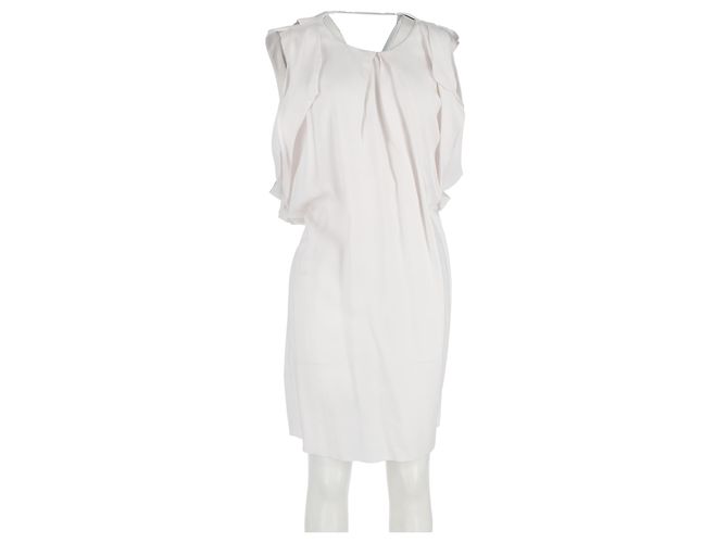 Vestido sem mangas até o joelho em viscose branca da Acne Studios Branco Cru - vista 4
