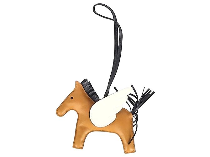 Charm Rodeo MM Hermès en cuir marron Rouge - vue 2