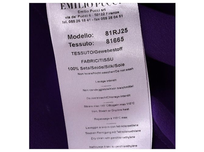 Camisa abotoada Emilio Pucci em seda roxa Roxo - vista 5