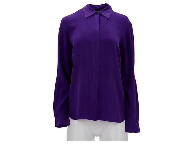 Camisa abotoada Emilio Pucci em seda roxa Roxo - vista 6