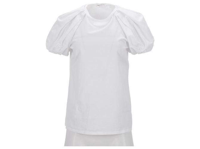 Camiseta de manga bufante Alexander McQueen em algodão branco - vista 6