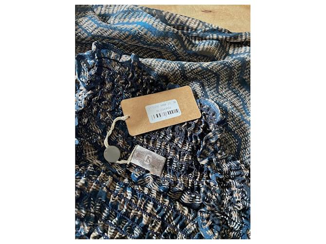 Javier Simorra Top oder Off-Shoulder-Bluse Simorra Größe 36 Braun Blau - Ansicht 3