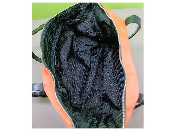 Borsa Prada arancione in nylon e pelle - vista 14