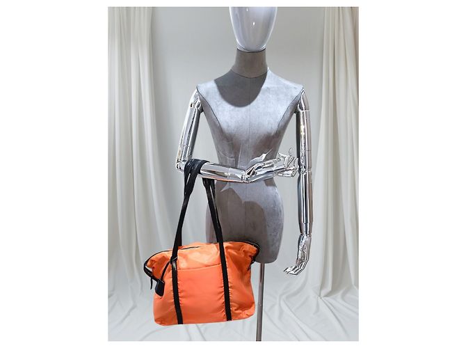 Borsa Prada arancione in nylon e pelle - vista 20