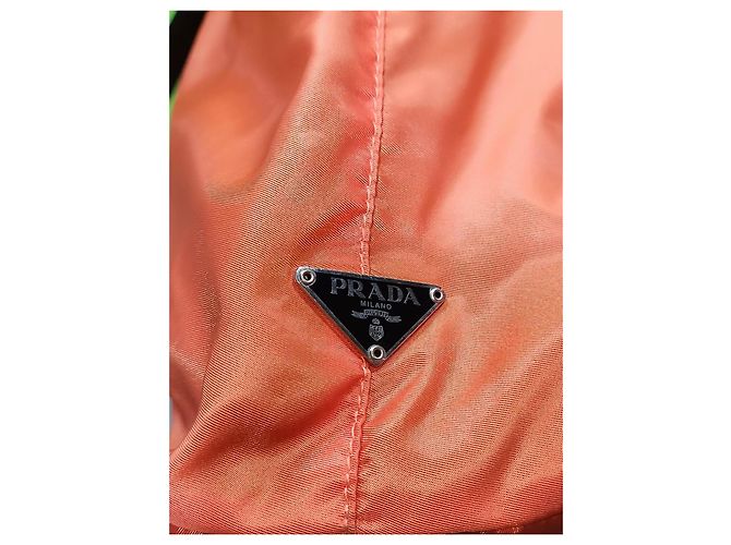 Borsa Prada arancione in nylon e pelle - vista 8
