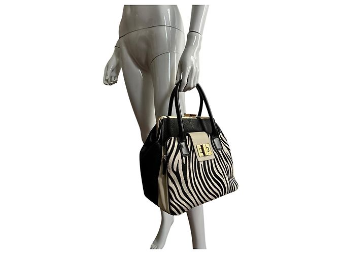 Grande borsa in pelle Braccialini Nero - vista 12