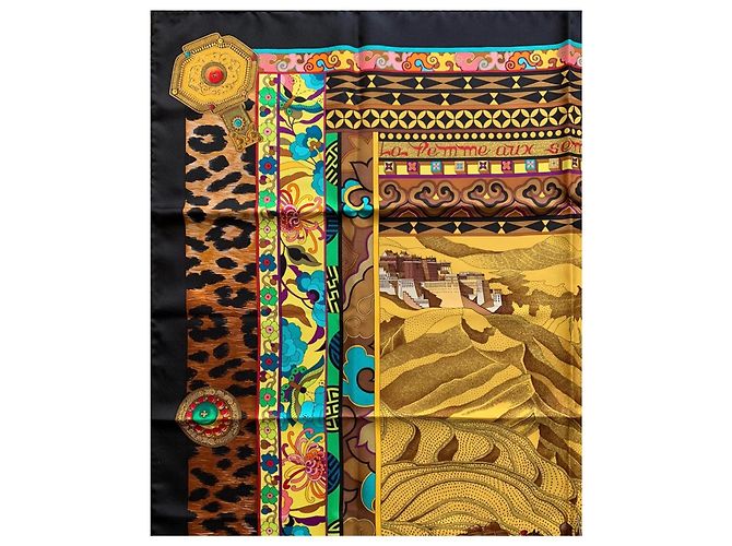 Hermès La Donna con Scarpe di Vento Nero Giallo - vista 7