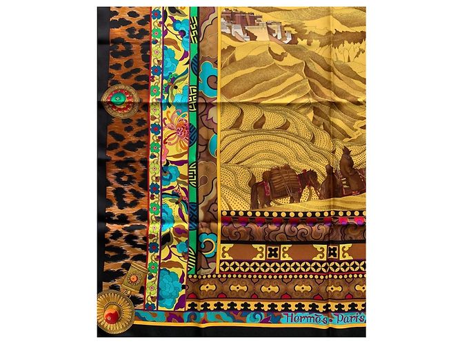 Hermès La Donna con Scarpe di Vento Nero Giallo - vista 9