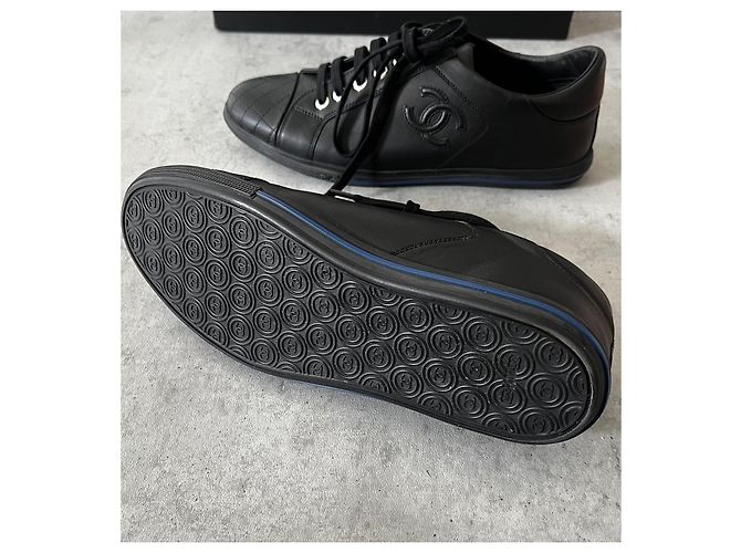 Sneaker Chanel in pelle di vitello nera con logo CC Nero - vista 7