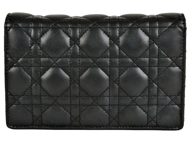 Borsa a spalla Dior Daily Chain Pouch Cannage di Christian Dior Nero - vista 3