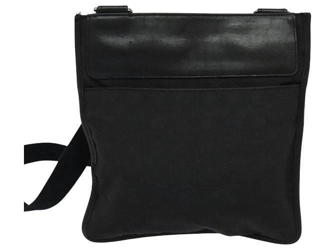 Borsa a spalla Salvatore Ferragamo in nylon nero Auth bs23806 - vista 3