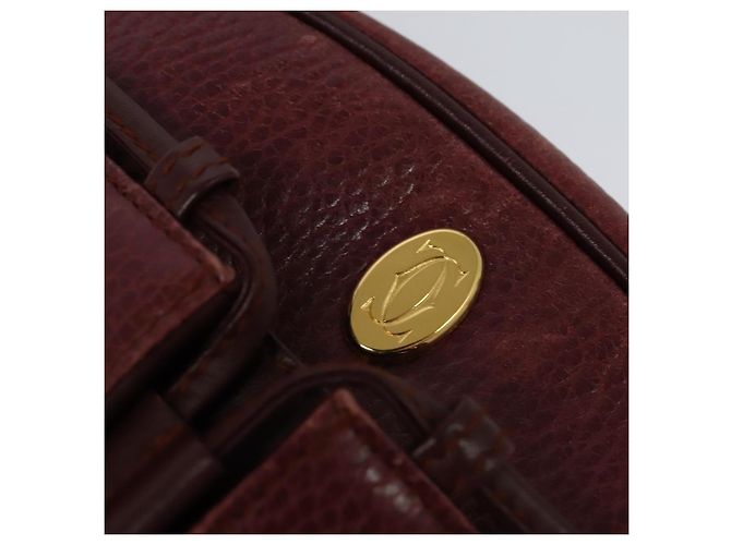 CARTIER Schultertasche Must Line Leder Weinrot Auth BA833 Bordeaux - Ansicht 14