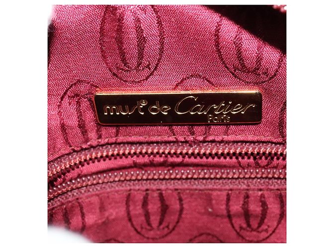 CARTIER Schultertasche Must Line Leder Weinrot Auth BA833 Bordeaux - Ansicht 15