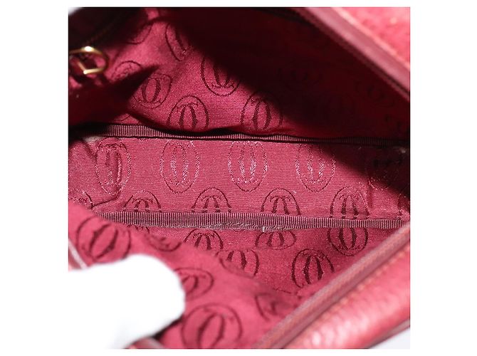 CARTIER Schultertasche Must Line Leder Weinrot Auth BA833 Bordeaux - Ansicht 16